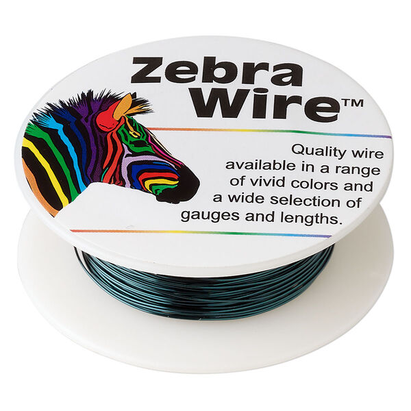 Wire, Zebra Wire™, color-coated copper, forest green, round, 26 gauge. Sold per 30-yard spool. image number 0