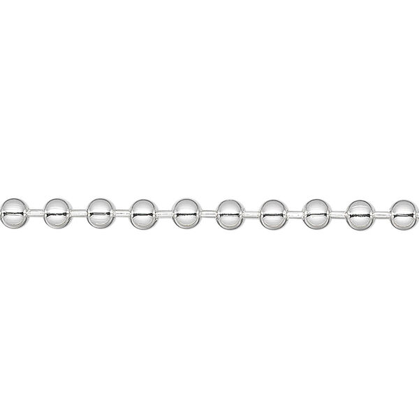 Chain, silver-plated steel, 3.2mm ball. Sold per 50-foot spool. image number 0