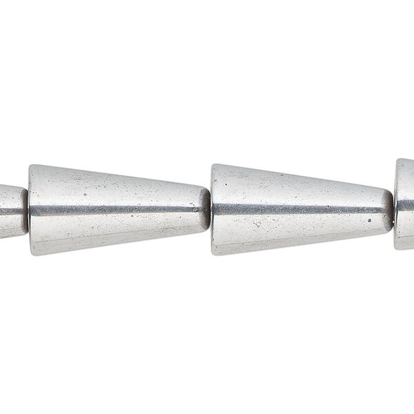 Bead, silver-finished Hemalyke™ (manmade), 20x10mm cone. Sold per 15-inch strand, approximately 20 beads. image number 0