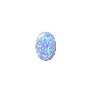 Cabochon, "opal" (silica and epoxy) (man-made), light blue, 14x10mm calibrated oval. Sold individually.