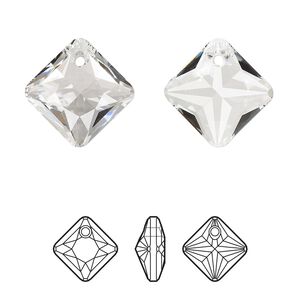 Drop 24pk crystal, Swarovski® 16mm pendant princess cut 6431