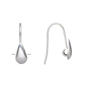Ear wire fishhook 1pkg10 silver-plated, 20mm / 9x5mm teardrop / hidden open loop, 22 gauge brass 5 pair