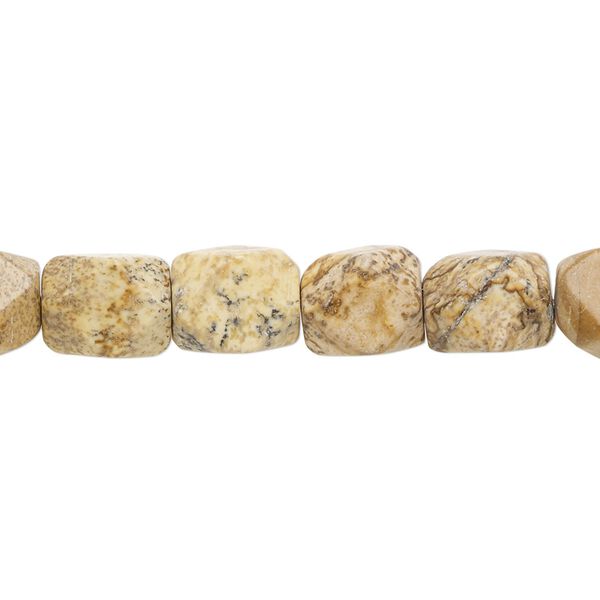 Picture jasper 1pkg1, tumbled faceted pebble bead natural 15.5-16 inch medium image number 0