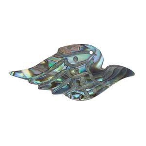 Focal, paua shell (assembled), 35x15mm hand-carved single-sided bird, Mohs hardness 3-1/2. Sold individually.