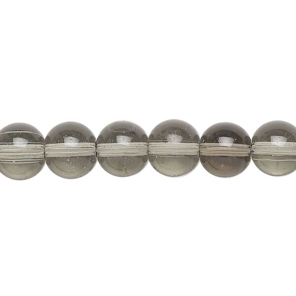 Bead, glass, translucent grey, 8-9mm round. Sold per 13-inch strand, approximately 40 beads. image number 0