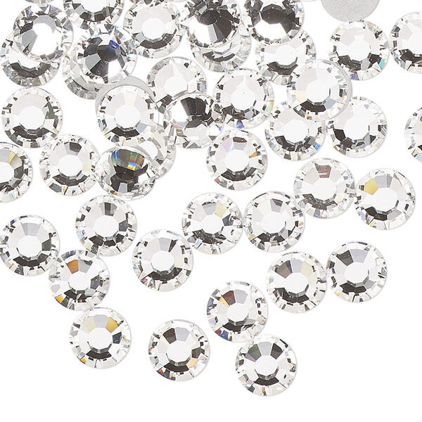 Flat back, Dance With Me™ crystal rhinestone, crystal clear, foil back, 6.32-6.5mm rose, SS30. Sold per pkg of 48. image number 0