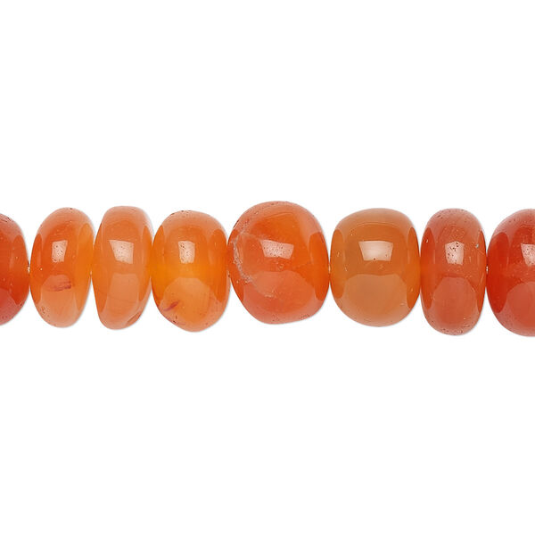 Bead, carnelian, (dyed / heated), shaded, 9x4mm-10x8mm graduated hand-cut rondelle, B grade, Mohs hardness 7. Sold per 15-1/2" to 16" strand. image number 0