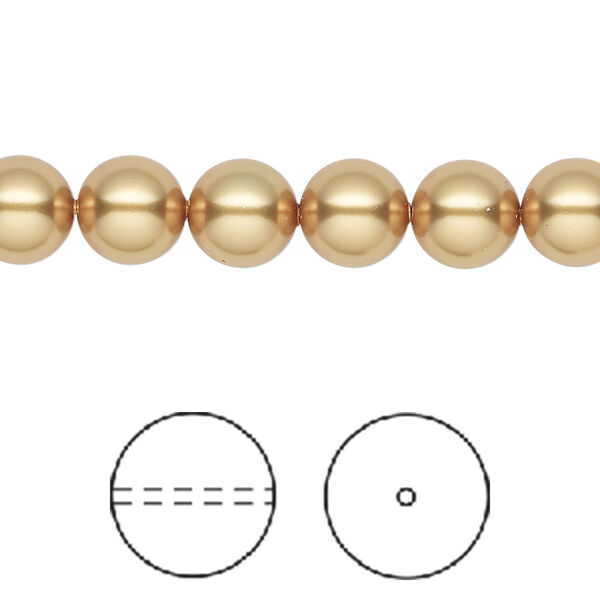 Pearl 1pkg250 royal gold, Swarovski®, 8mm round 5810 image number 0