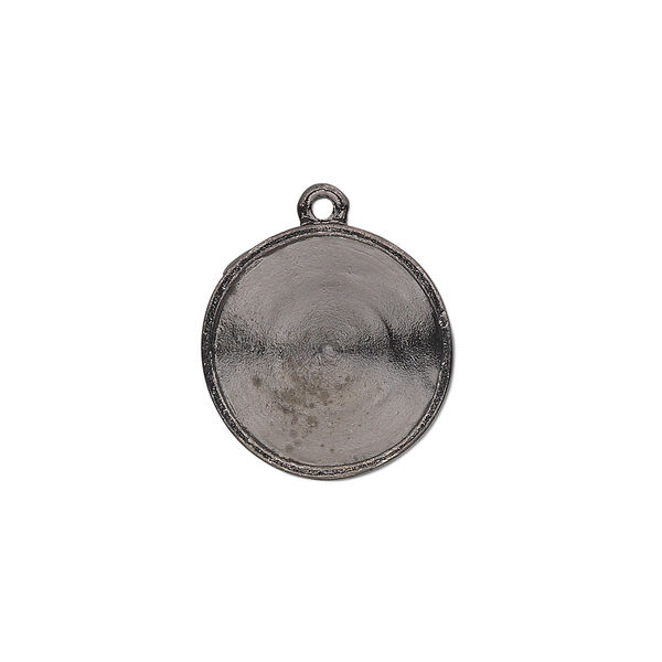 Drop, Almost Instant Jewelry®, gunmetal-plated pewter (tin-based alloy), 18mm round with 16mm rivoli setting. Sold individually. image number 0