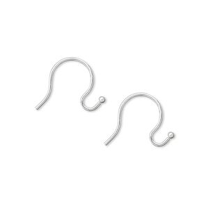 Ear wire fishhook 1pkg100 silver-plated, 10mm / 1mm ball, 21 gauge brass 50 pair