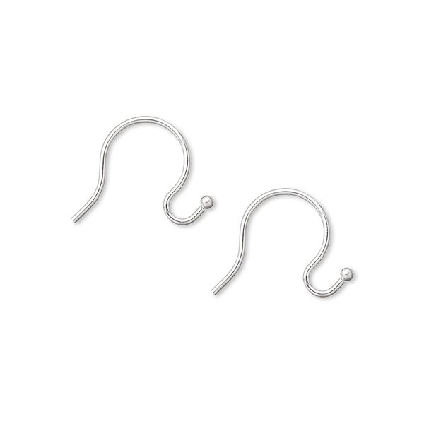 Ear wire fishhook 1pkg100 silver-plated, 10mm / 1mm ball, 21 gauge brass 50 pair image number 0