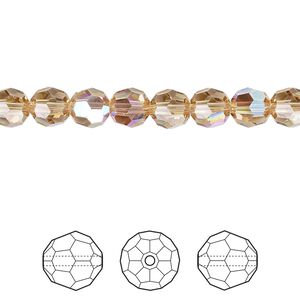 Bead 12pk light Colorado topaz shimmer, Crystal Passions® 6mm round 5000