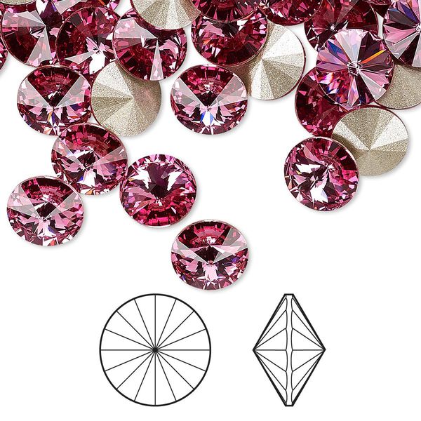 Chaton 48pk rose foil back, Crystal Passions® 8.16-8.41mm rivoli SS39 1122 image number 0