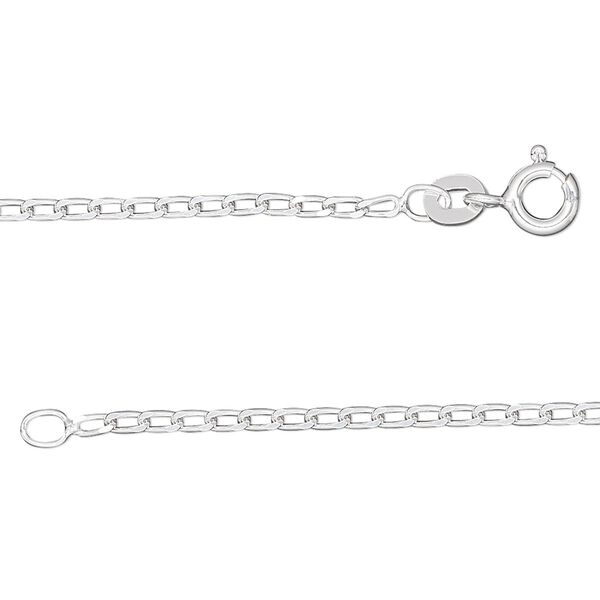 Chain, sterling silver, 1.7mm diamond-cut long curb, 16 inches. Sold individually. image number 0