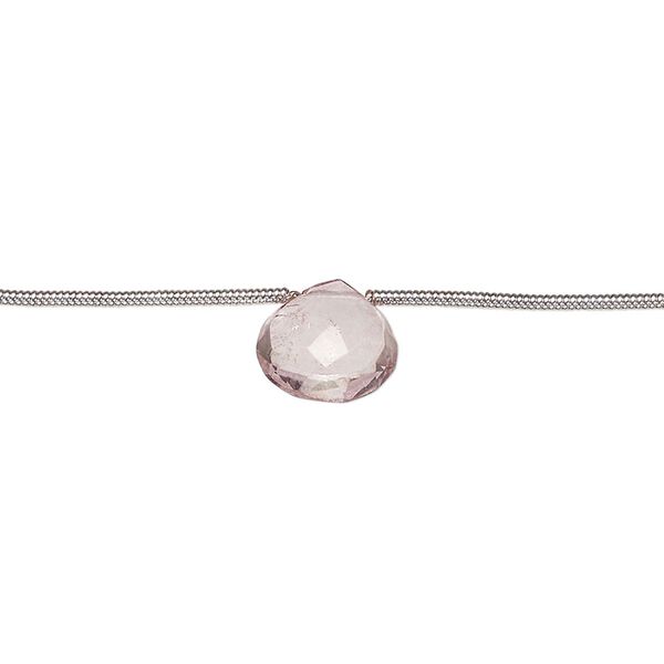 Pink amethyst 1pkg6, hand-cut top-drilled faceted puffed teardrop bead natural 9-11mm image number 0