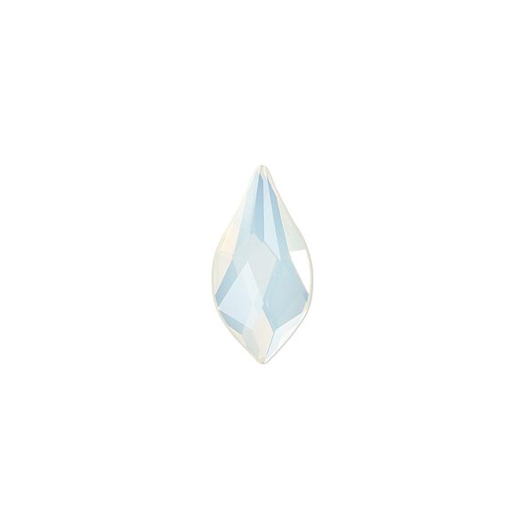 Flat back 4pk white opal foil back, Crystal Passions® 14x7mm flame 2205 image number 0