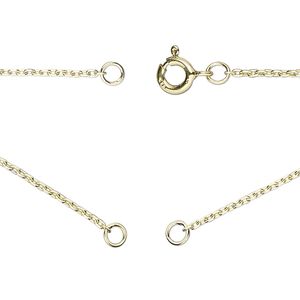 Chain sterling silver 1pkg1 cable, 1.2mm necklace component / 3.5mm jump ring / springring clasp, "vermeil" 18.75 inch