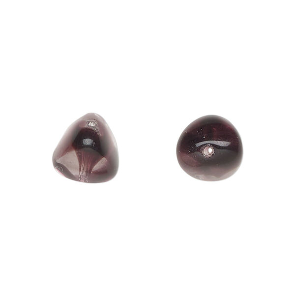 Bead, Czech pressed glass, purple/clear, 12x11mm trigon. Sold per 15" to 16" strand. image number 0