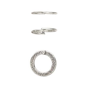 Loop Lock™, JBB Findings, antique silver-plated pewter (tin-based alloy), 13mm double-sided textured flat round. Sold per pkg of 4.