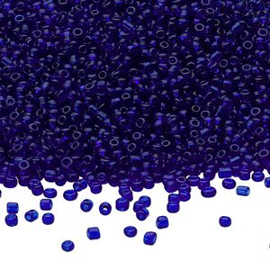 Seed bead, Ming Tree™, glass, pkg/1 pound, #11 round, transparent royal blue.