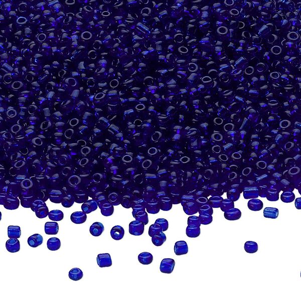 Seed bead, Ming Tree™, glass, pkg/1 pound, #11 round, transparent royal blue. image number 0