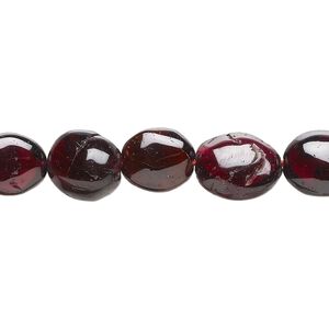 Garnet 1pkg1, hand-cut puffed oval bead 13 inch 8x7mm-12x10mm