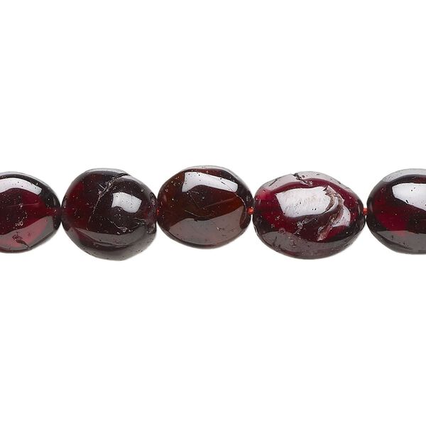 Garnet 1pkg1, hand-cut puffed oval bead 13 inch 8x7mm-12x10mm image number 0