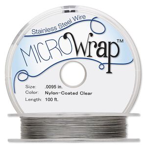 Wire, MICROWrap™, nylon-coated stainless steel, clear, 1 strand, 0.0095-inch diameter, 3.5-pound test, 30 gauge. Sold per 100-foot spool.
