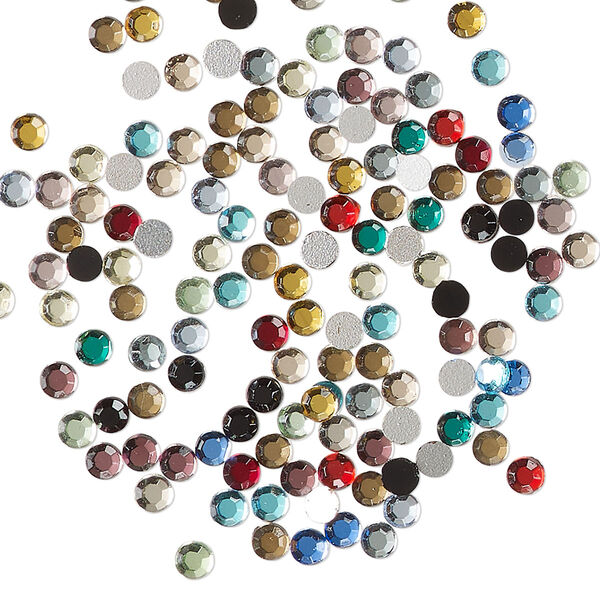 Flat back mix, Preciosa Czech crystal rhinestone, foil back, pkg/144, 2.7-2.9mm round, SS10, mixed colors. image number 0