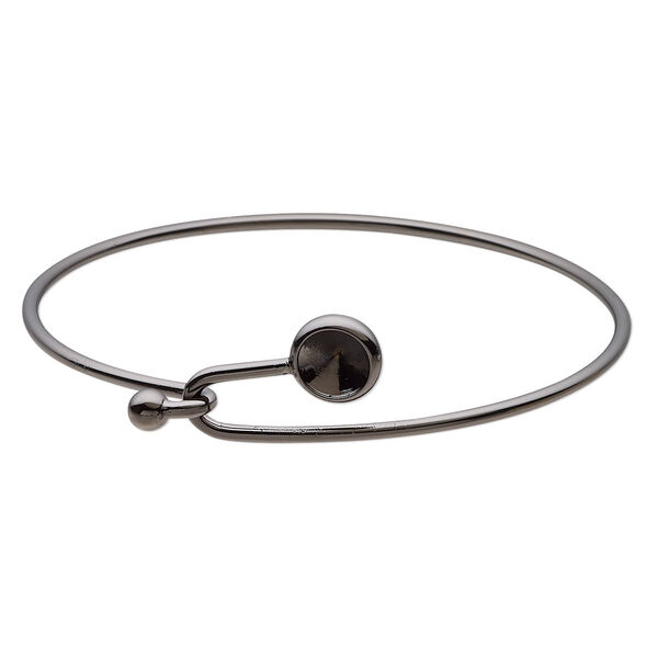 Bracelet, Almost Instant Jewelry®, bangle, black-finished brass, 17mm wide with SS39 rivoli glue-in setting and hook closure, 8 inches. Sold individually. image number 0