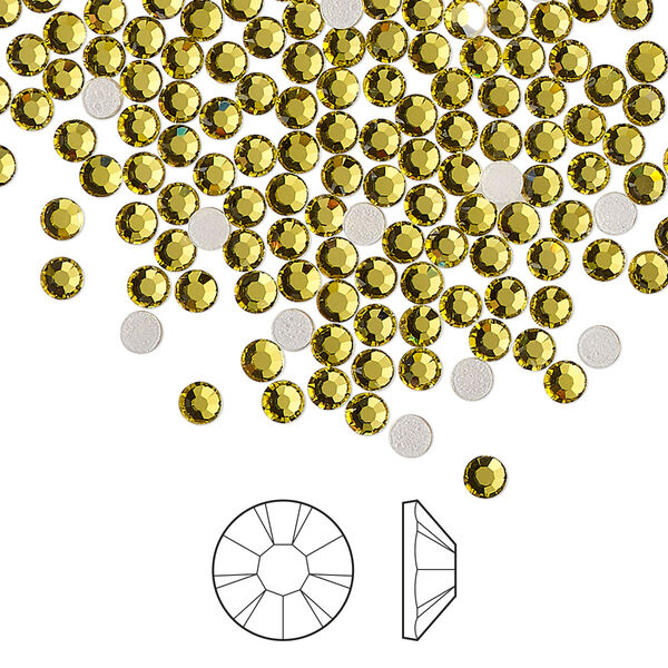 Flat back 144pk acid yellow foil back, Preciosa MAXIMA Czech crystal hotfix rhinestone 2.7-2.9mm chaton rose round SS10 image number 0