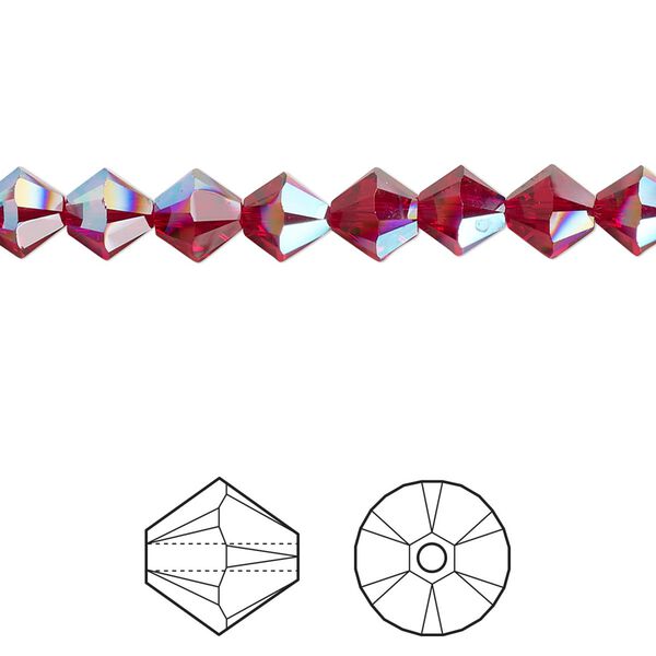 Bead 360pk Siam shimmer, Swarovski® 6mm XILION bicone 5328 image number 0