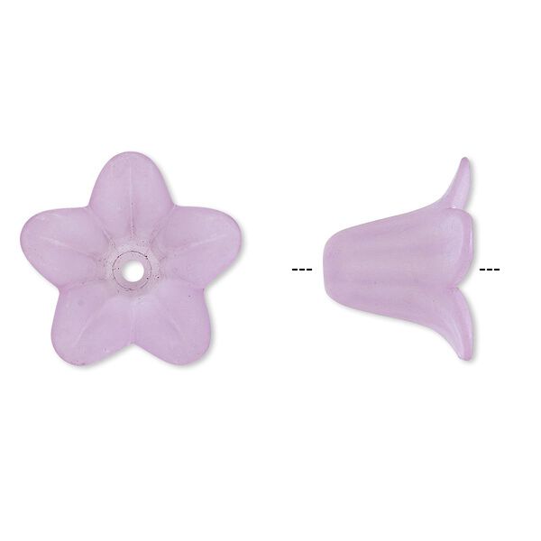 Component, acrylic, translucent frosted light purple, 17x12mm flower. Sold per pkg of 100. image number 0