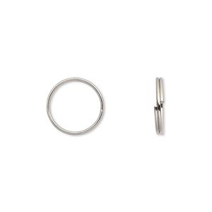Split ring, imitation nickel-plated steel, 12mm round. Sold per pkg of 100.