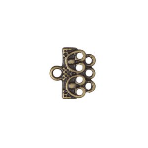 End bar, antique brass-finished "pewter" (zinc-based alloy), 16x7mm single-sided design with 3 loops. Sold per pkg of 12.