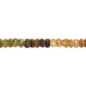 Amber-green tourmaline 1pkg1, hand-cut faceted rondelle bead natural 13 inch 4x2mm-6x4mm