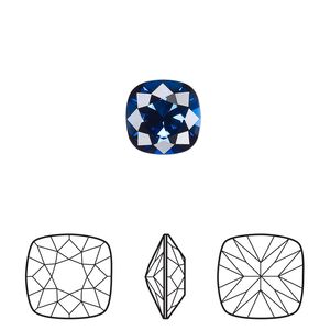 Fancy stone 2pk dark sapphire foil back, Crystal Passions® Regenerated 10mm cushion 4470