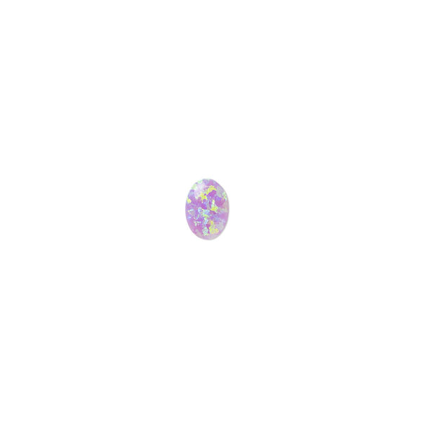 Cabochon, "opal" (silica and epoxy) (man-made), lavender, 7x5mm calibrated oval. Sold per pkg of 2. image number 0
