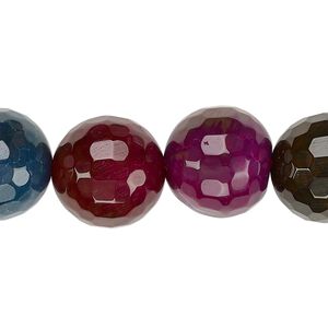 Agate / Malaysia "jade" 1pkg1, faceted round bead 15 inch 15-16mm