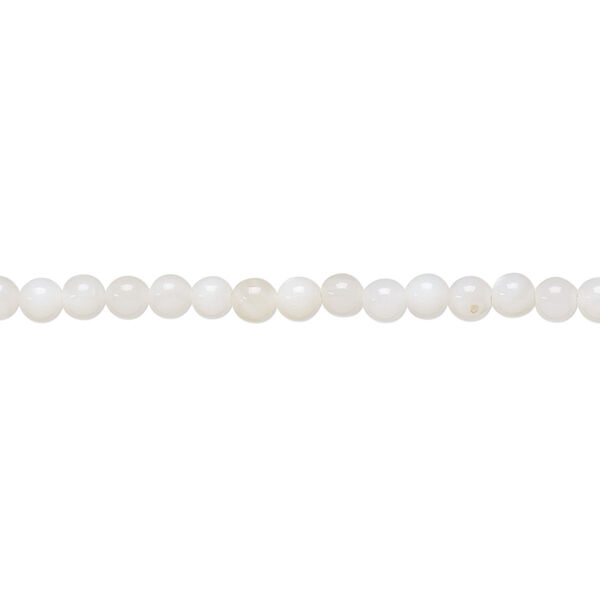 Bead, mother-of-pearl shell (bleached), white, 3mm round, Mohs hardness 3-1/2. Sold per 15-1/2" to 16" strand. image number 0