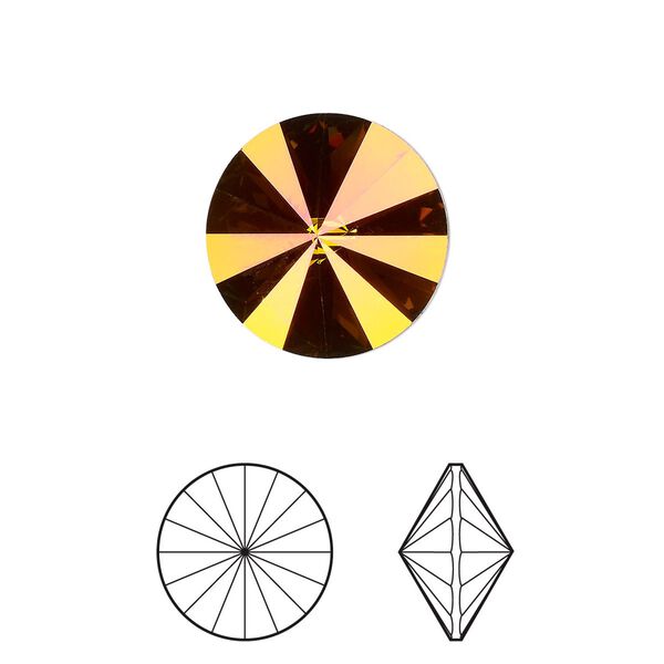 Chaton 12pk crystal mahogany foil back, Crystal Passions® 14mm rivoli 1122 image number 0