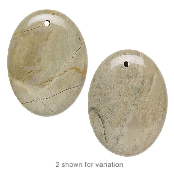 Silver mist jasper 1pkg1, flat oval focal natural 40x30mm image number 0