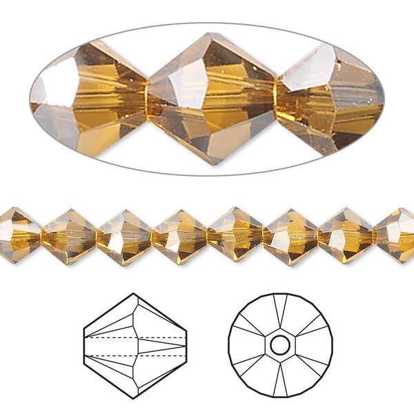 Bead 24pk topaz satin, Crystal Passions® 6mm bicone 5328 image number 0