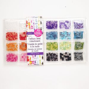 Bead mix, acrylic, pkg/370g, 4-8mm mixed shapes, opaque to transparent mixed colors.