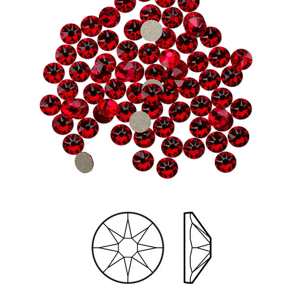 Flat back 144pk light Siam foil back, Crystal Passions® 3-3.2mm rose round SS12 2088 image number 0