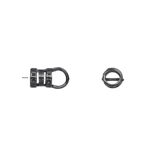Crimp end, gunmetal-plated brass, 6.5x6mm tube with loop, 3.8mm inside diameter. Sold per pkg of 2. image number 0