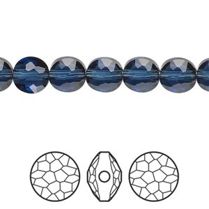 Bead 4pk Montana, Crystal Passions® 8mm puffed round 5034