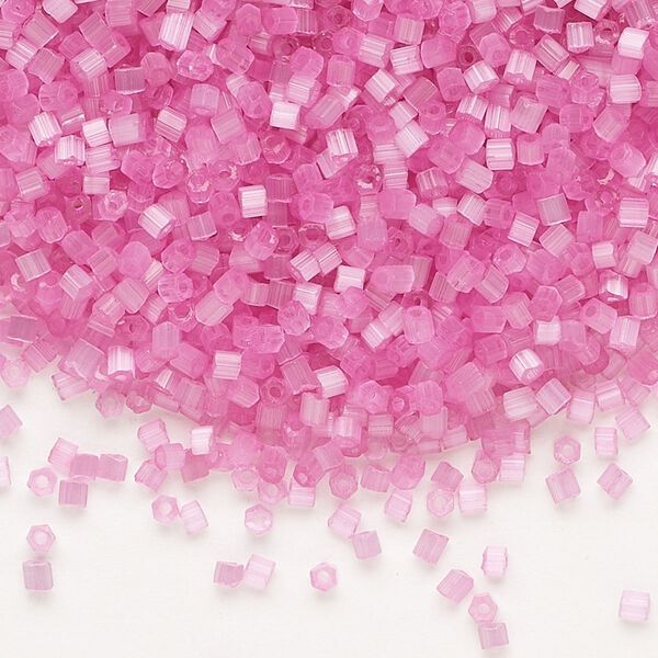 Seed bead, Preciosa Ornela Czech glass, pkg/50g, #11 2-cut hex, translucent solgel dyed satin pink, (05192). image number 0