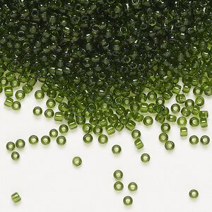 Seed bead, Dyna-Mites™, glass, pkg/40g, #11 round, transparent olive green, (25 11/0 RR).