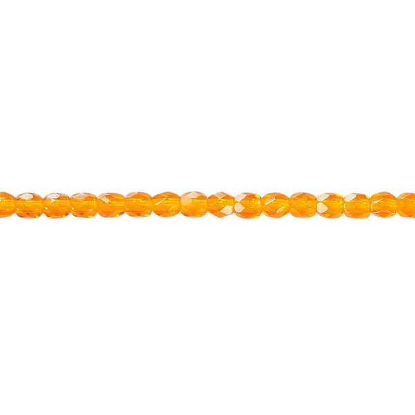 Bead, Czech fire-polished glass, orange, 3mm faceted round. Sold per pkg of 1,200 (1 mass). image number 0